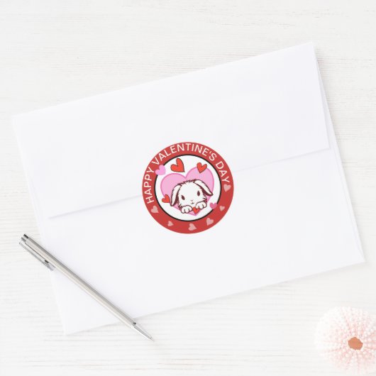 Cute Bunny Hearts Valentijnse stickers (Envelop)