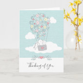 Cute Bunny Heet Luchtballon Denk Aan Jou Kaart (Gele Bloem)