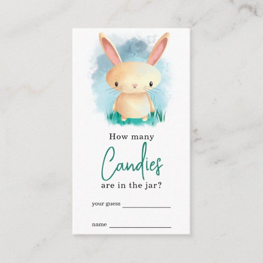 Cute bunny Hoeveel snoepjes spel Informatiekaartje (Voorkant)