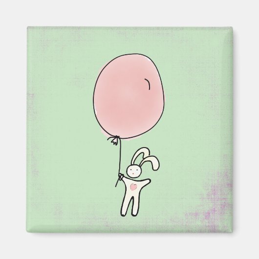 Cute Bunny Holding a Balloon Illustration Magneet (Voorkant)