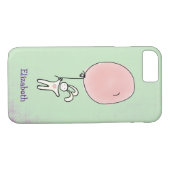 Cute Bunny Holding a Balloon Personalizeerd Case-Mate iPhone Case (Achterkant (Horizontaal))