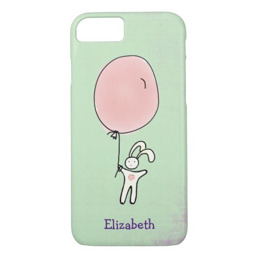 Cute Bunny Holding a Balloon Personalizeerd Case-Mate iPhone Case (Achterkant)