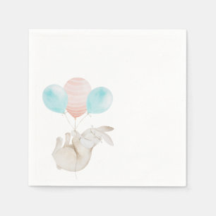Cute Bunny Holding Balloons Paper Napkin Servet