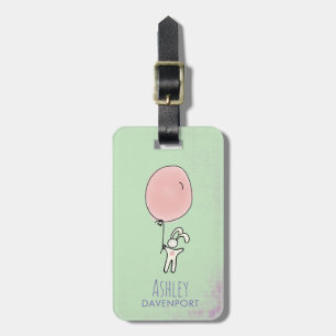 Cute Bunny Holding een ballon Bagagelabel