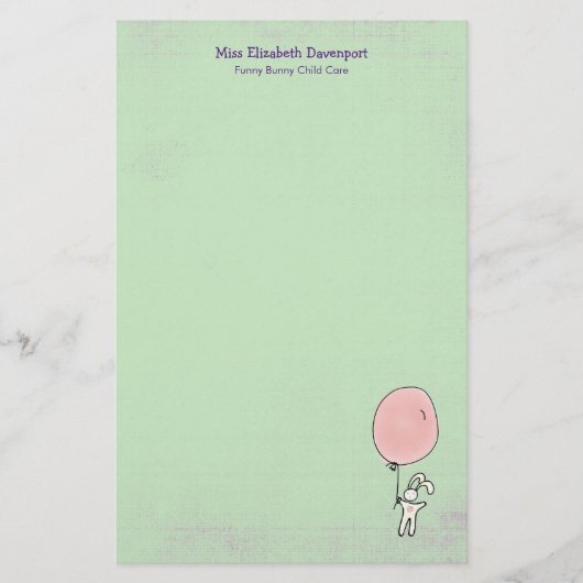 Cute Bunny Holding een ballon Briefpapier (Voorkant)