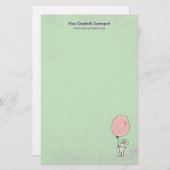 Cute Bunny Holding een ballon Briefpapier (Voorkant / Achterkant)