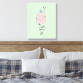 Cute Bunny Holding een ballon Canvas Afdruk (Insitu (Slaapkamer))