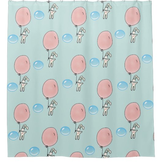 Cute Bunny Holding een ballon Douchegordijn (Voorkant)