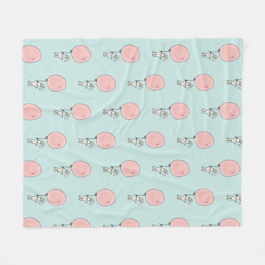 Cute Bunny Holding een ballon Fleece Deken (Voorkant (Horizontaal))