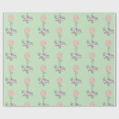 Cute Bunny Holding een ballon Happy Birthday Cadeaupapier (Vlak)