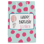 Cute Bunny Holding een ballon Happy Birthday Medium Cadeauzakje (Voorkant)