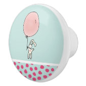 Cute Bunny Holding een ballon Keramische Knop (Rechts)