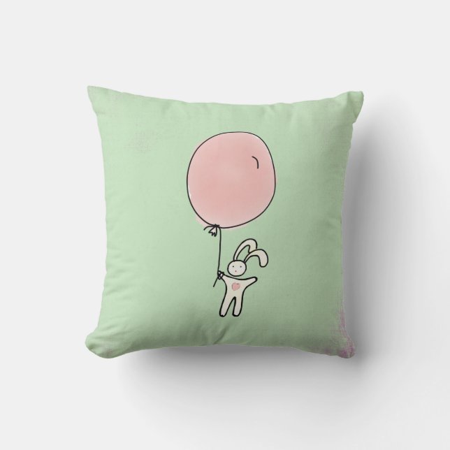 Cute Bunny Holding een ballon Kussen (Voorkant)