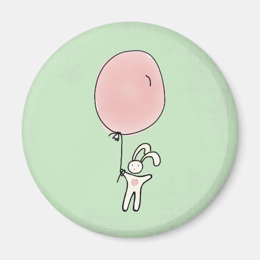 Cute Bunny Holding een ballon Magneet (Voorkant)