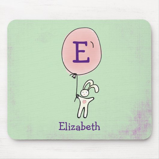 Cute Bunny Holding een ballon Muismat (Voorkant)