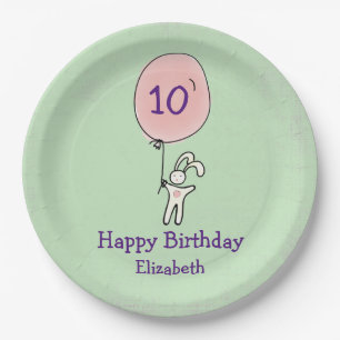 Cute Bunny Holding een ballon Papieren Bordje