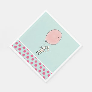Cute Bunny Holding een ballon Servet