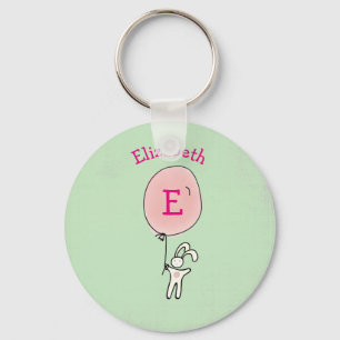 Cute Bunny Holding een ballon Sleutelhanger