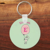 Cute Bunny Holding een ballon Sleutelhanger (Voorkant)