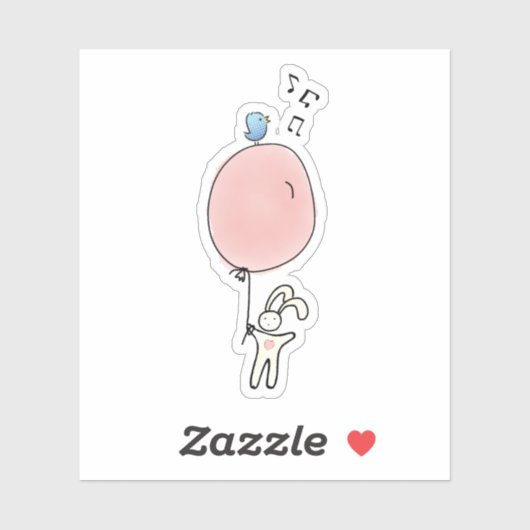 Cute Bunny Holding een ballon Sticker (Vel)