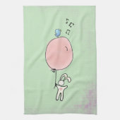 Cute Bunny Holding een ballon Theedoek (Verticaal)