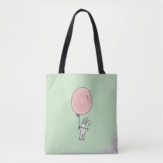 Cute Bunny Holding een ballon Tote Bag (Voorkant)