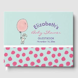 Cute Bunny Holding een ballonBaby shower Gastenboek