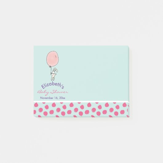 Cute Bunny Holding een ballonBaby shower Post-it® Notes (Voorkant)