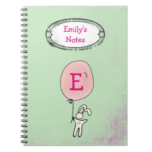 Cute Bunny Holding een ballonmonogram Notitieboek