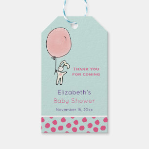 Cute Bunny Holding een ballonnetje Baby shower Dan Cadeaulabel