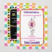 Cute Bunny Holding een ballonPolka Dot Birthday Kaart (Voorkant / Achterkant)