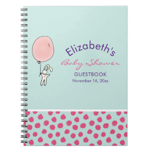 Cute Bunny Holding een ballonvaartsboek Baby showe Notitieboek