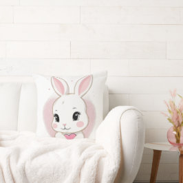 Cute Bunny Holding Heart | Romantic Design Kussen