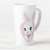 Cute Bunny Holding Heart | Romantic Design Latte Mok (Rechterhoek)
