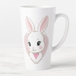 Cute Bunny Holding Heart | Romantic Design Latte Mok