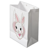 Cute Bunny Holding Heart | Romantic Design Medium Cadeauzakje (Voorkant Gekanteld)