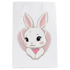 Cute Bunny Holding Heart | Romantic Design Medium Cadeauzakje
