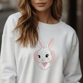 Cute Bunny Holding Heart | Romantic Design Trui