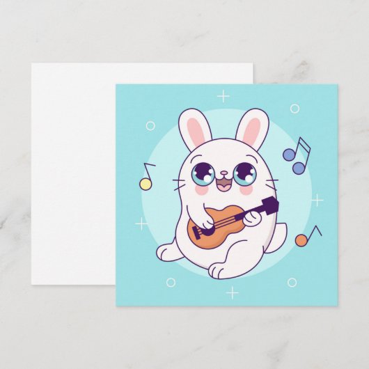 Cute Bunny Holiday Kaart (Voorkant / Achterkant)