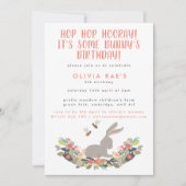 Cute Bunny Hop Hop Hooray Kids Birthday Kaart (Voorkant)
