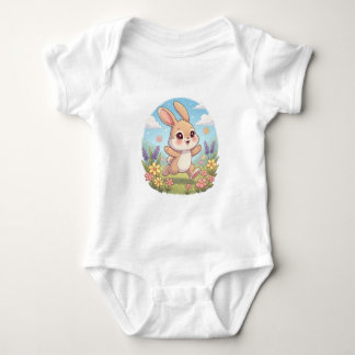 Cute Bunny Hopping in a Flower Field Romper