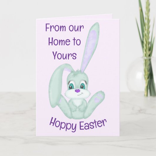 Cute Bunny Hoppy Easter  Feestdagen Kaart (Voorkant)