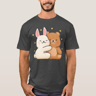 Cute Bunny Hug Bear Bunny and Bearhey Share Love B T-shirt