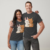 Cute Bunny Hug Bear Bunny and Bearhey Share Love B T-shirt (Unisex)
