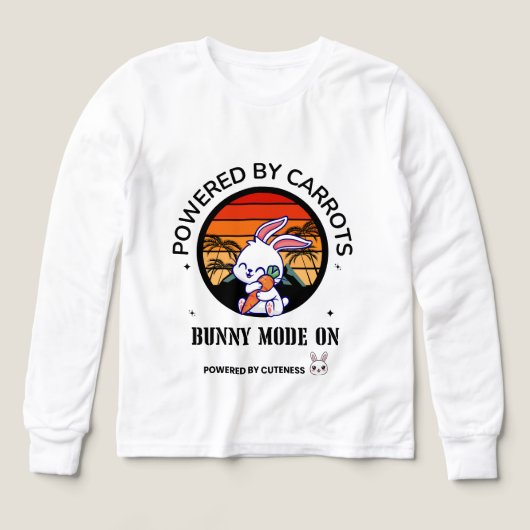 Cute Bunny Hugging Carrot Retro Sunset T-Shirt  (Voorkant)
