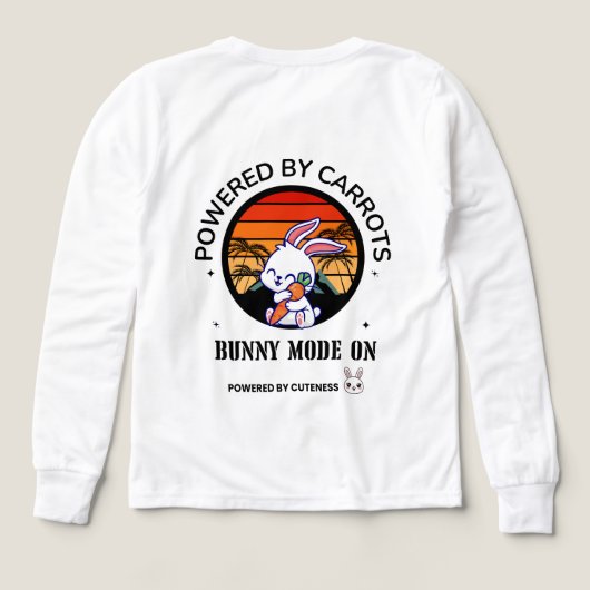 Cute Bunny Hugging Carrot Retro Sunset T-Shirt (Achterkant)