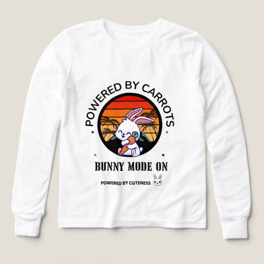 Cute Bunny Hugging Carrot Retro Sunset T-Shirt (Voorkant)