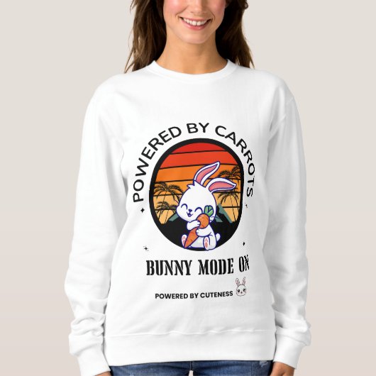 Cute Bunny Hugging Carrot Retro Sunset T-Shirt  (Voorkant)