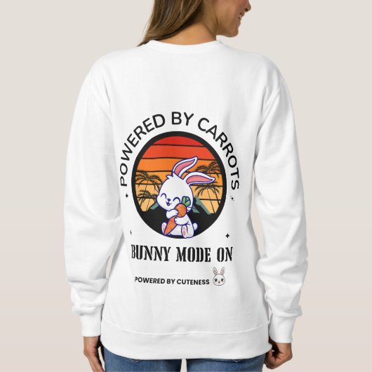 Cute Bunny Hugging Carrot Retro Sunset T-Shirt  (Achterkant)