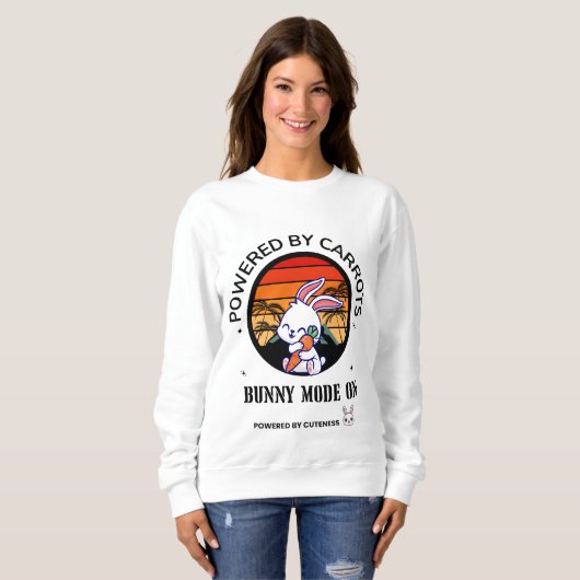 Cute Bunny Hugging Carrot Retro Sunset T-Shirt (Voorkant volledig)